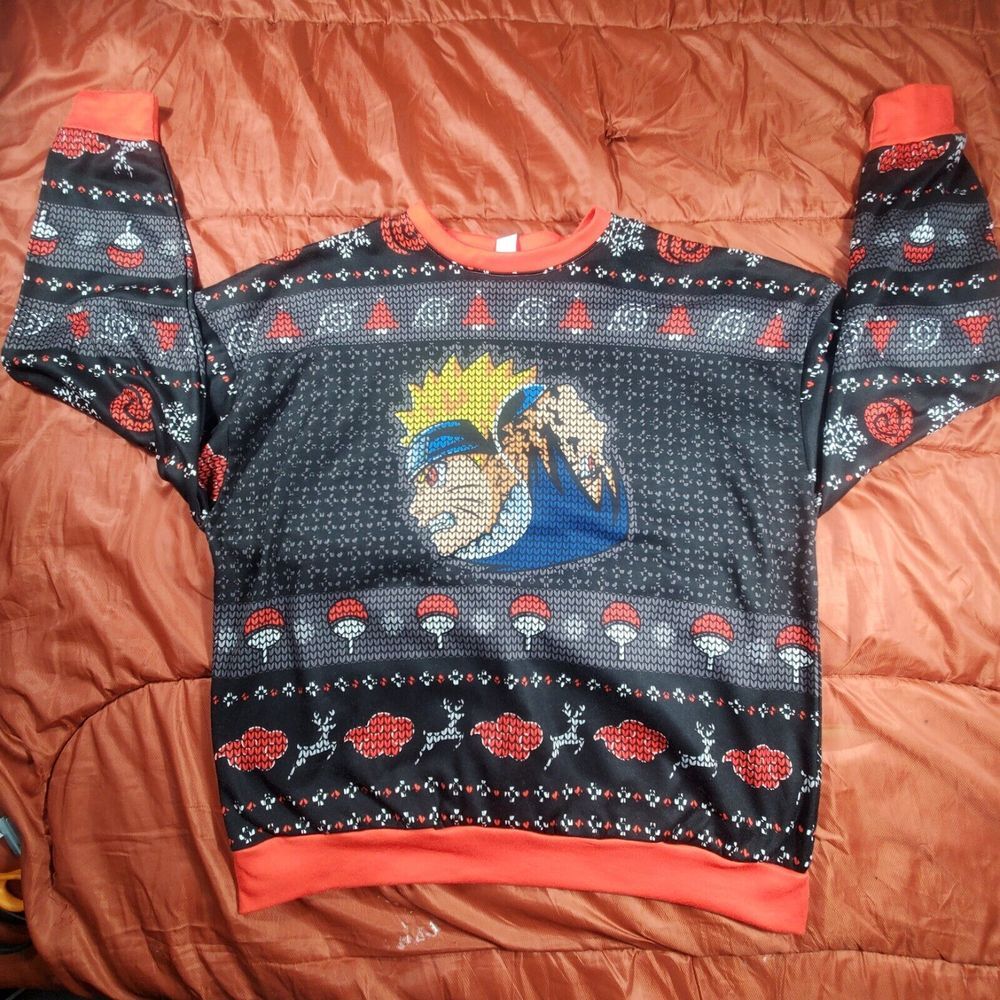 Yin Yang Naruto Sasuke Ugly Christmas‎ SweaterCosplay Size 2XL Rushed Shipping